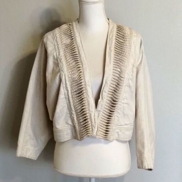Anthropologie HEI HEI open blazer jacket oatmeal beige cropped medium large - Picture 1 of 9